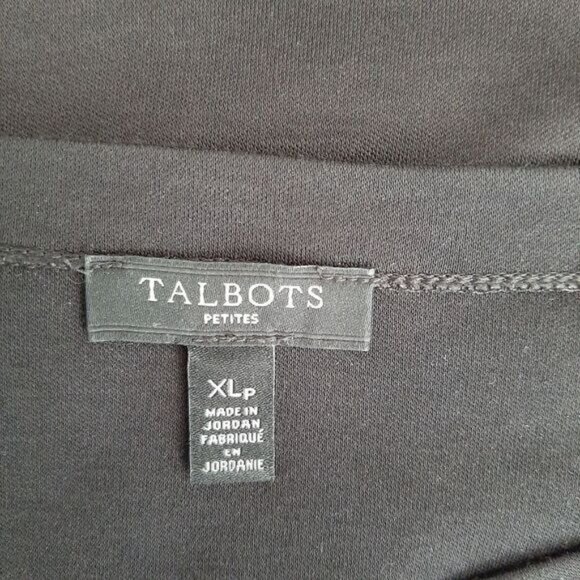 TALBOTS Boat Neck Soft Supima Cotton Blend Black Long Sleeve Tee Sz XL Petite - Picture 8 of 9